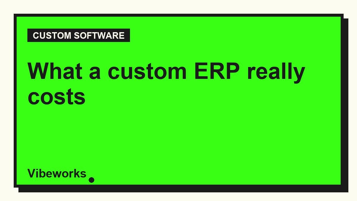 Neo-brutalist cover graphic reading What a custom ERP really costs